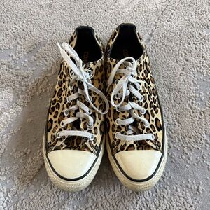 Converse All Star low-top sneakers leopard cheetah brown black white womans 9